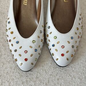 VTG California Magdesians Jeweled Rhinestone Embellished Kitten Wedge Size 8.5